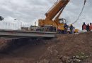 Comenzó el montaje de las vigas pretensadas en el puente de Pampa Central